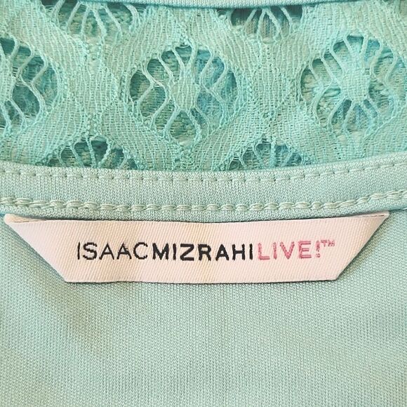 Issac Mizrahi Live! Turquoise Lace Short Sleeve Pullover Stretch Dress Size S - Picture 7 of 10